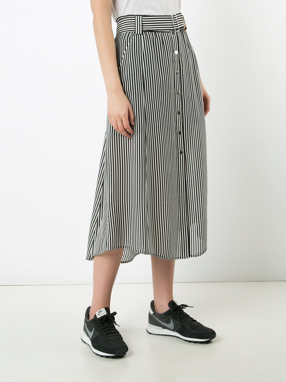 belted striped skirt