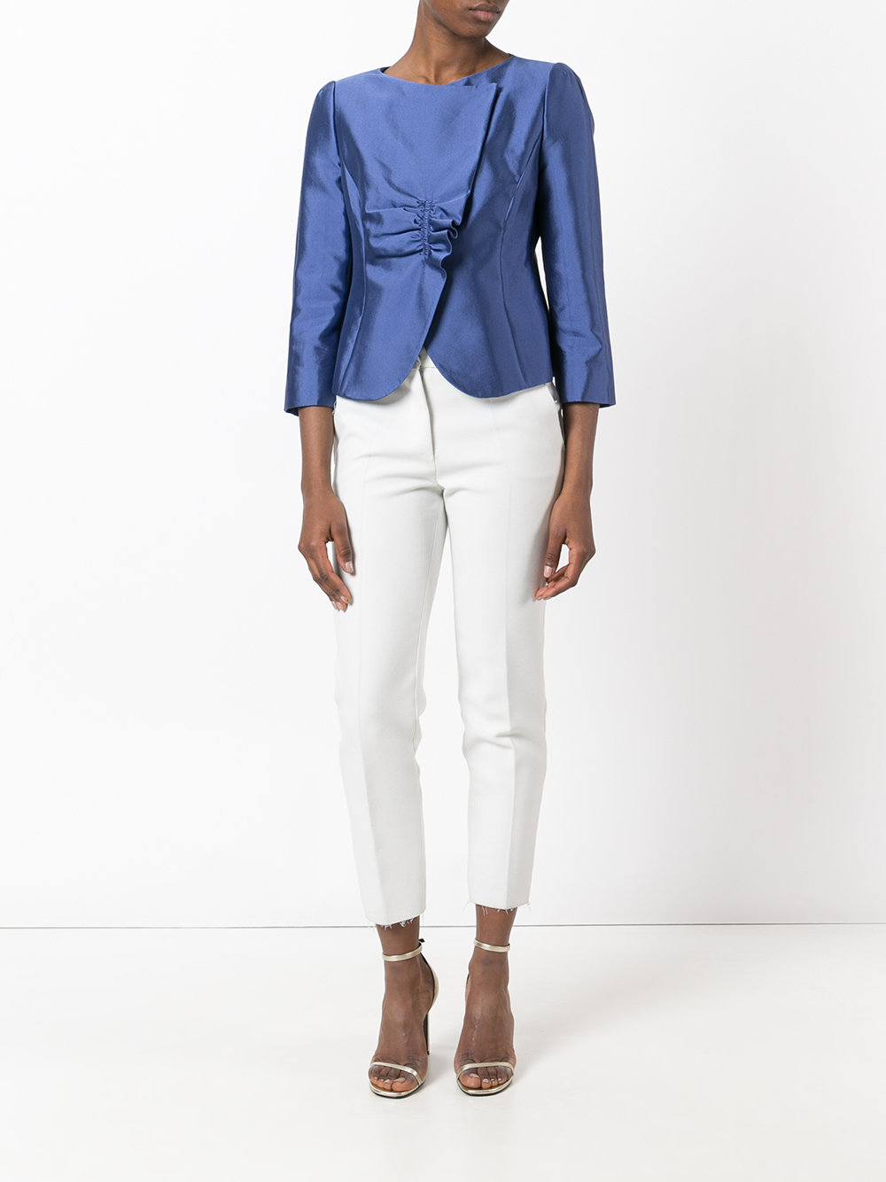 metallic ruched blazer