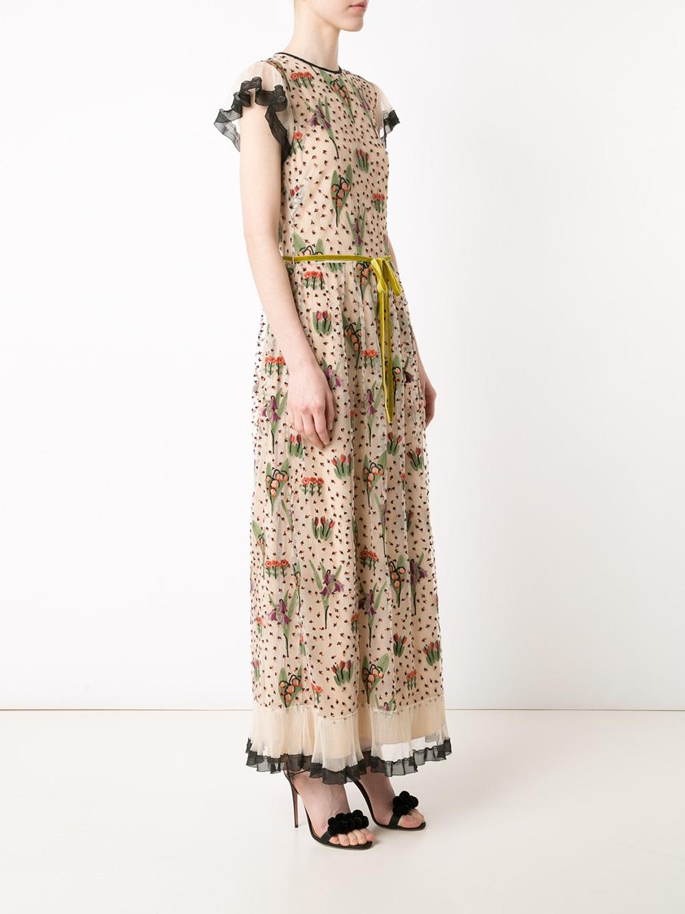 floral embroidery long dress