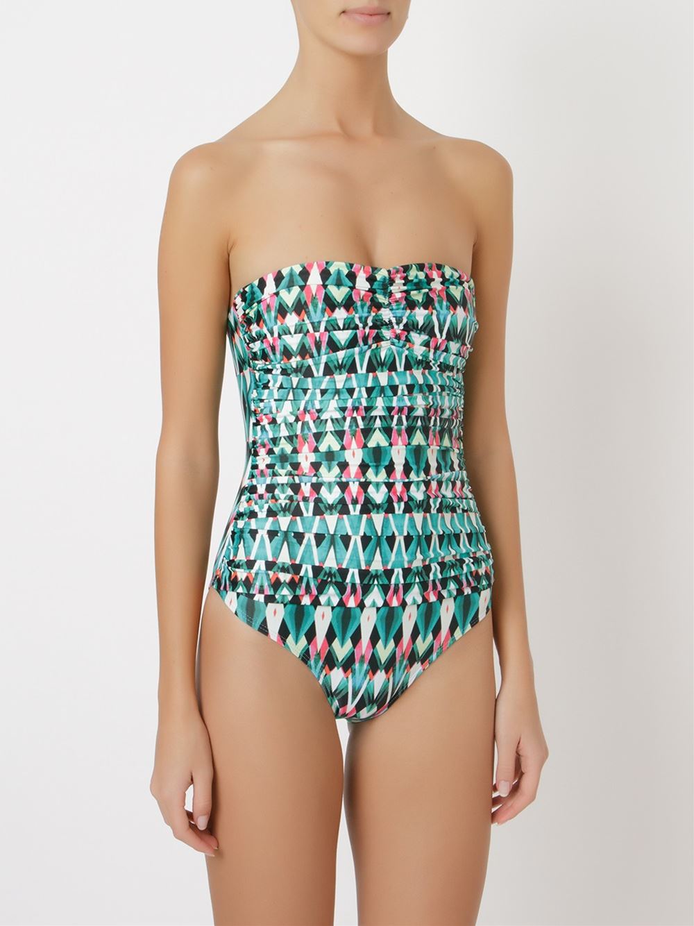 print draped swimsuit