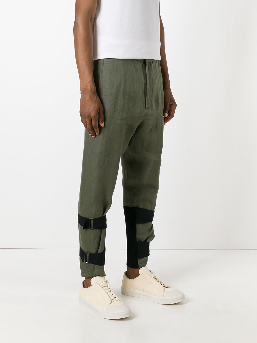 buckled strap detail trousers