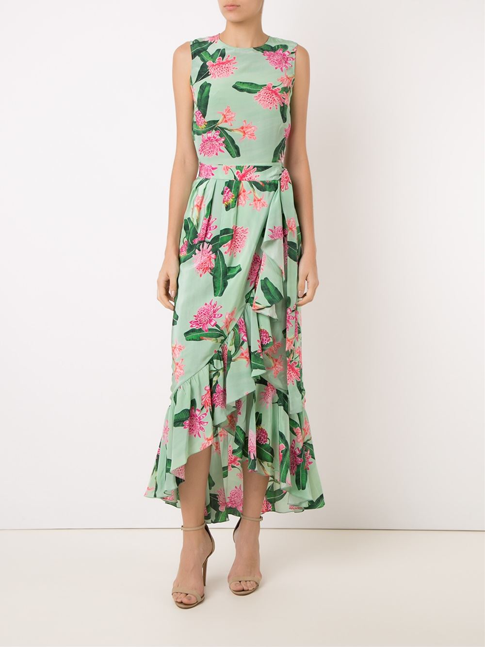 sleeveless floral blouse