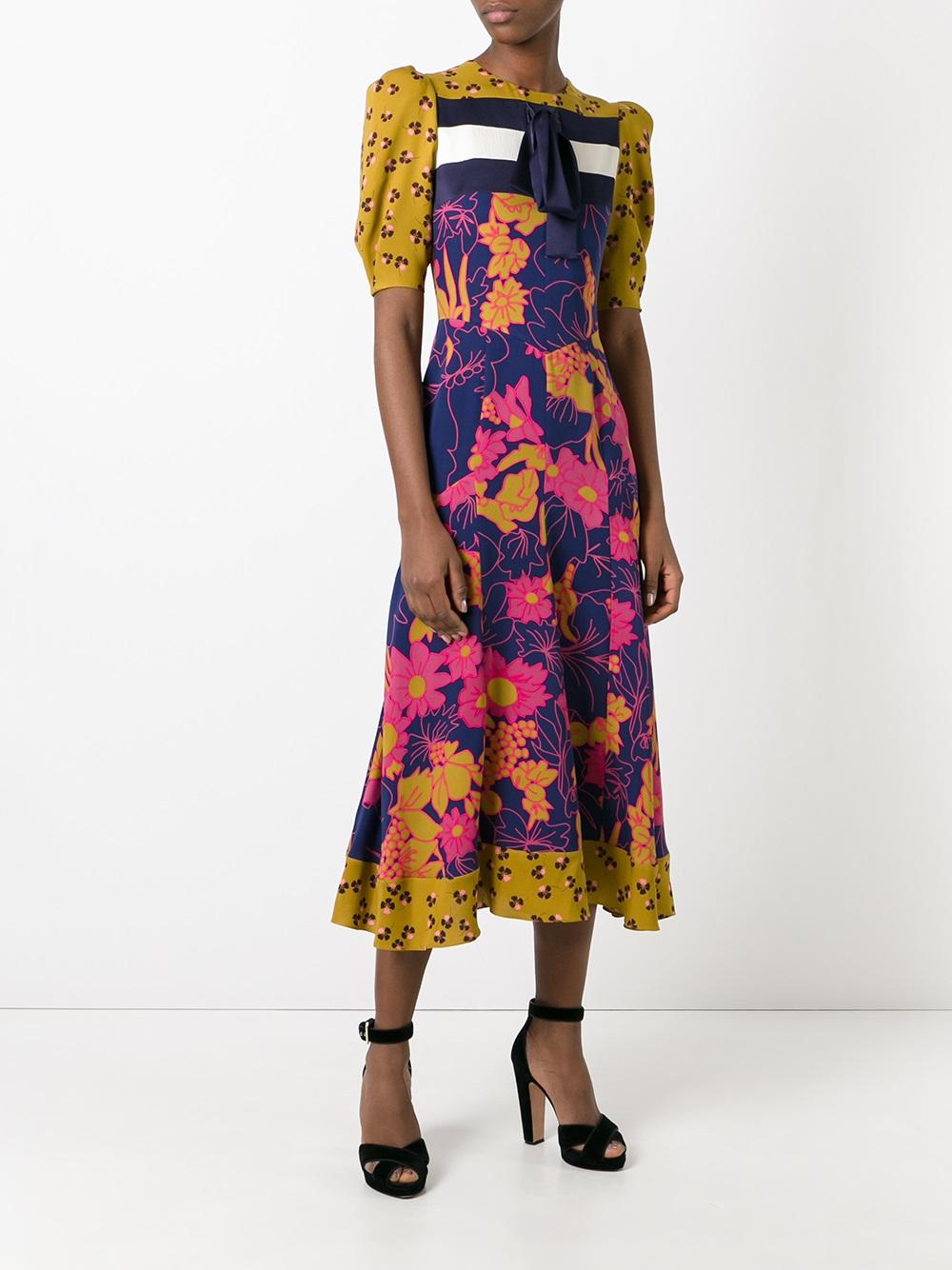 long printed bow dress 
