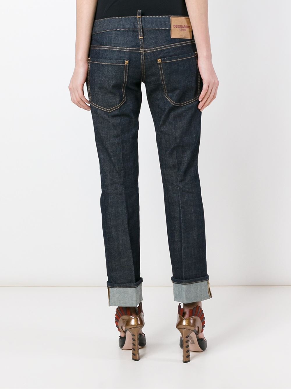 sexy rolled up flare牛仔裤