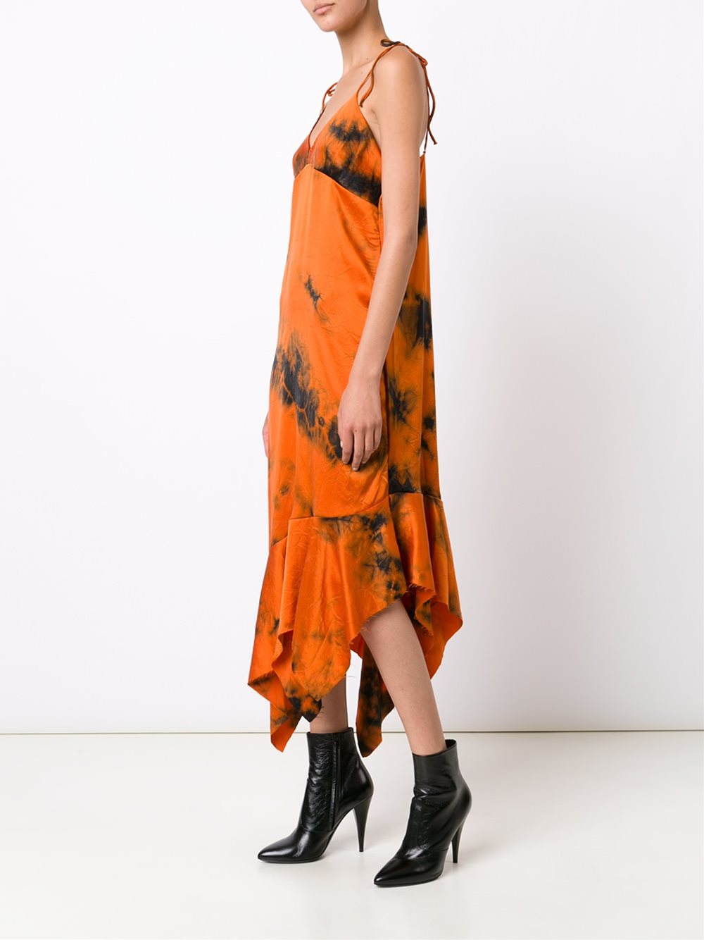 burnt print flared dress