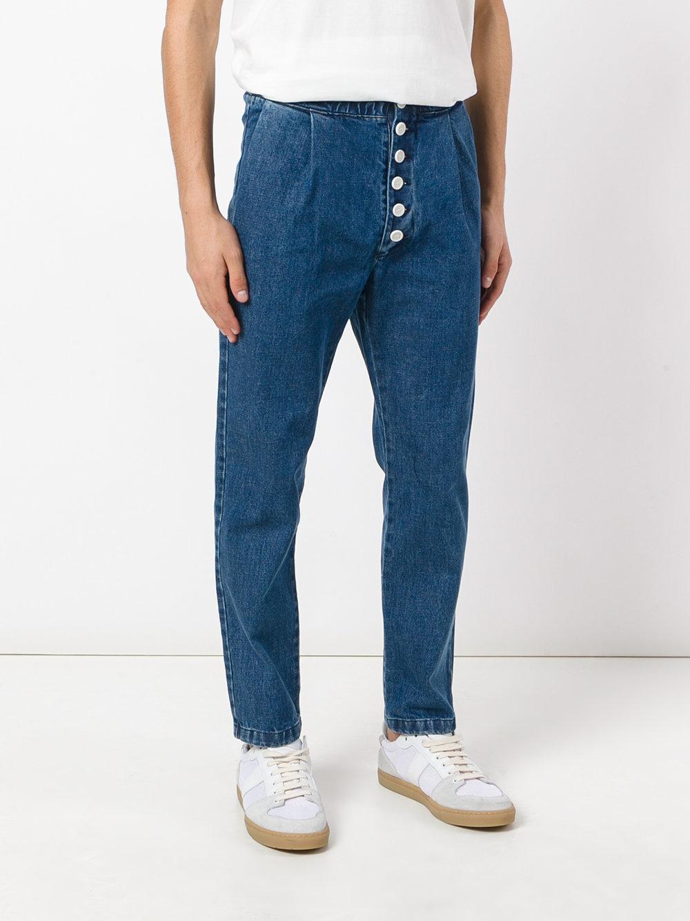 button up denim trousers 