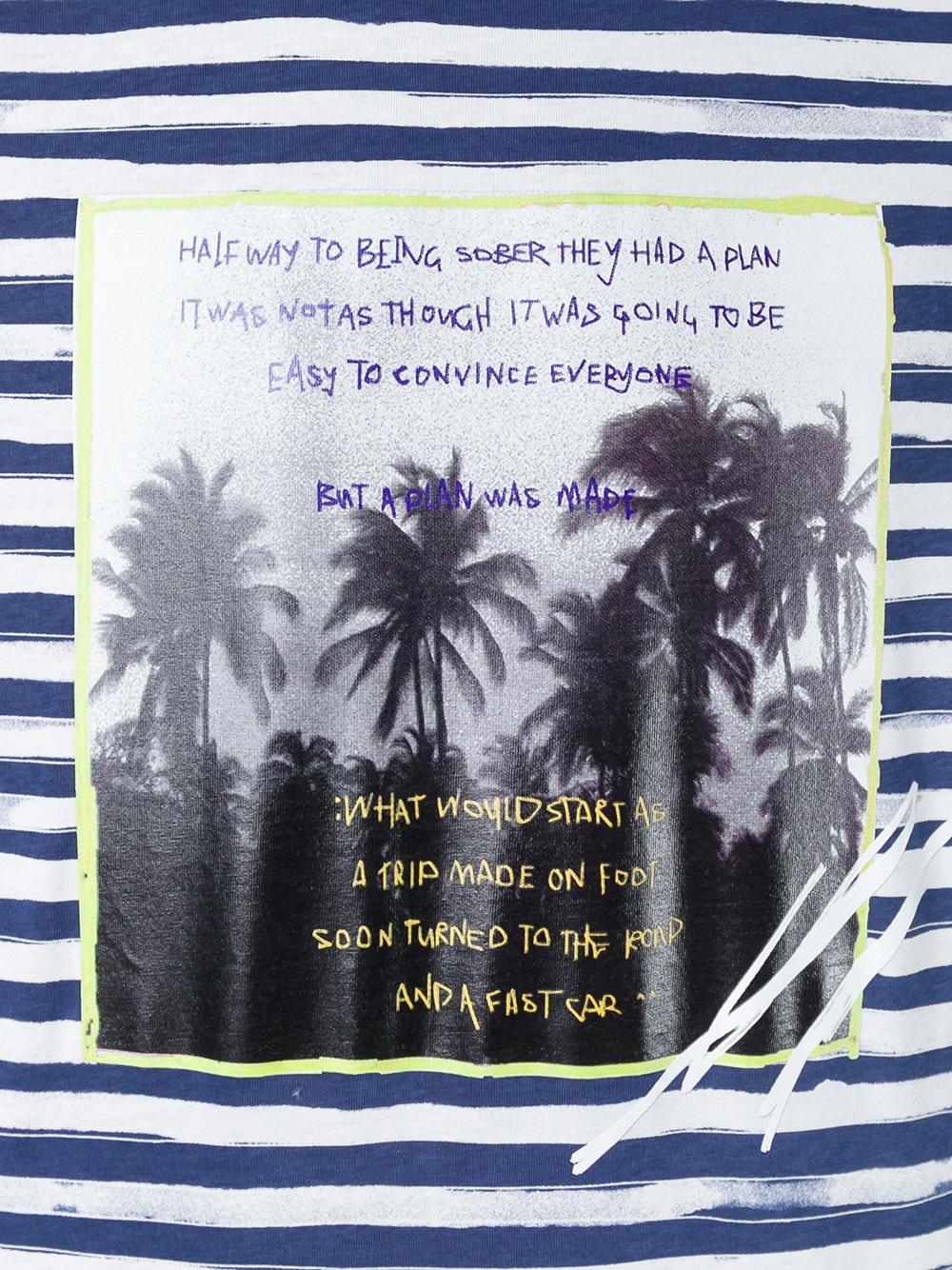 palm tree print striped T-shirt