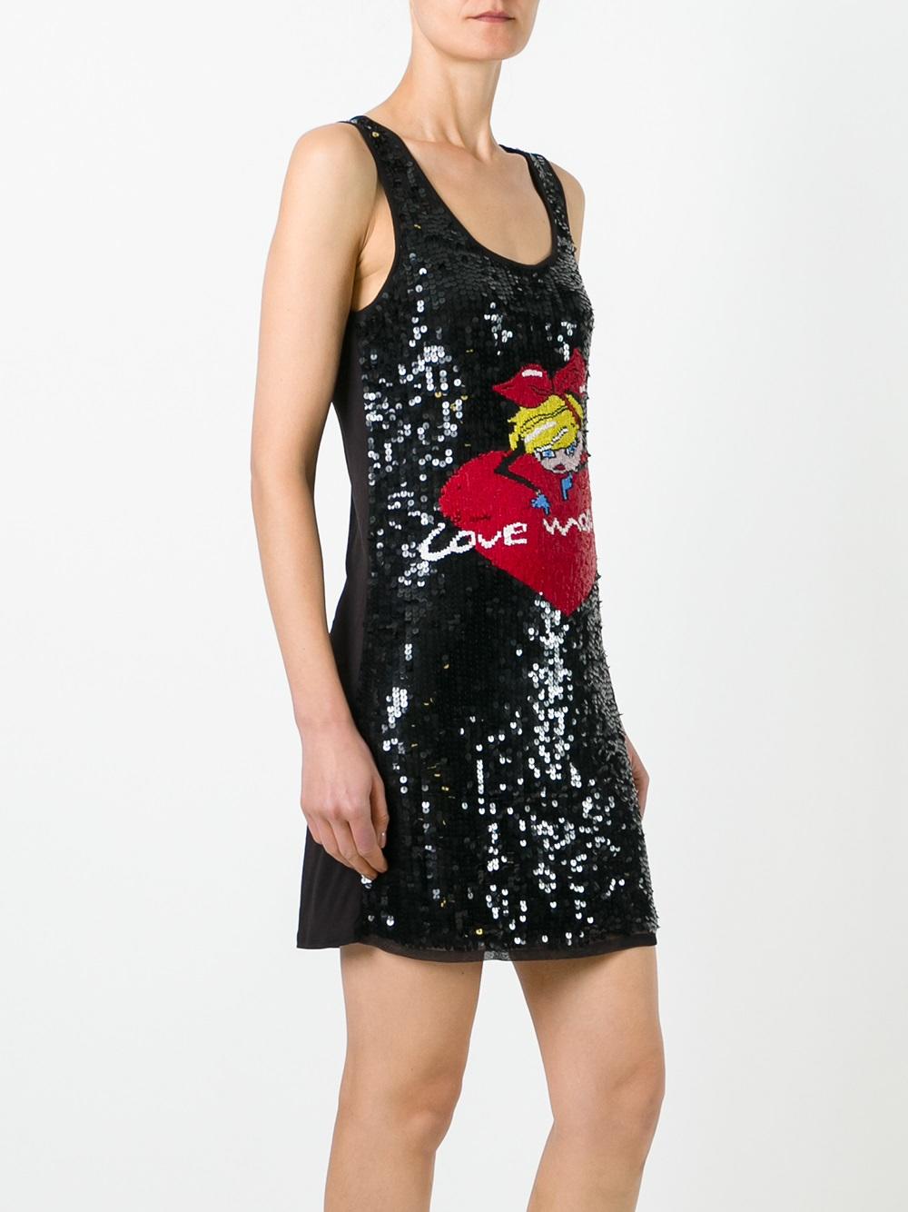 sequinned logo tank dress