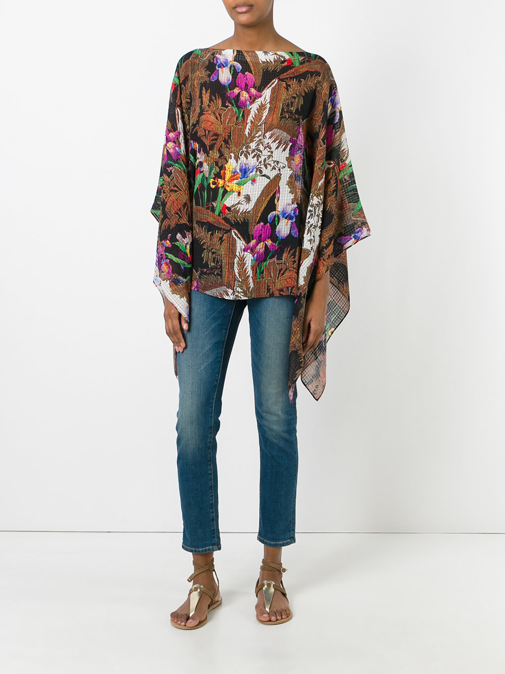 floral print flared blouse