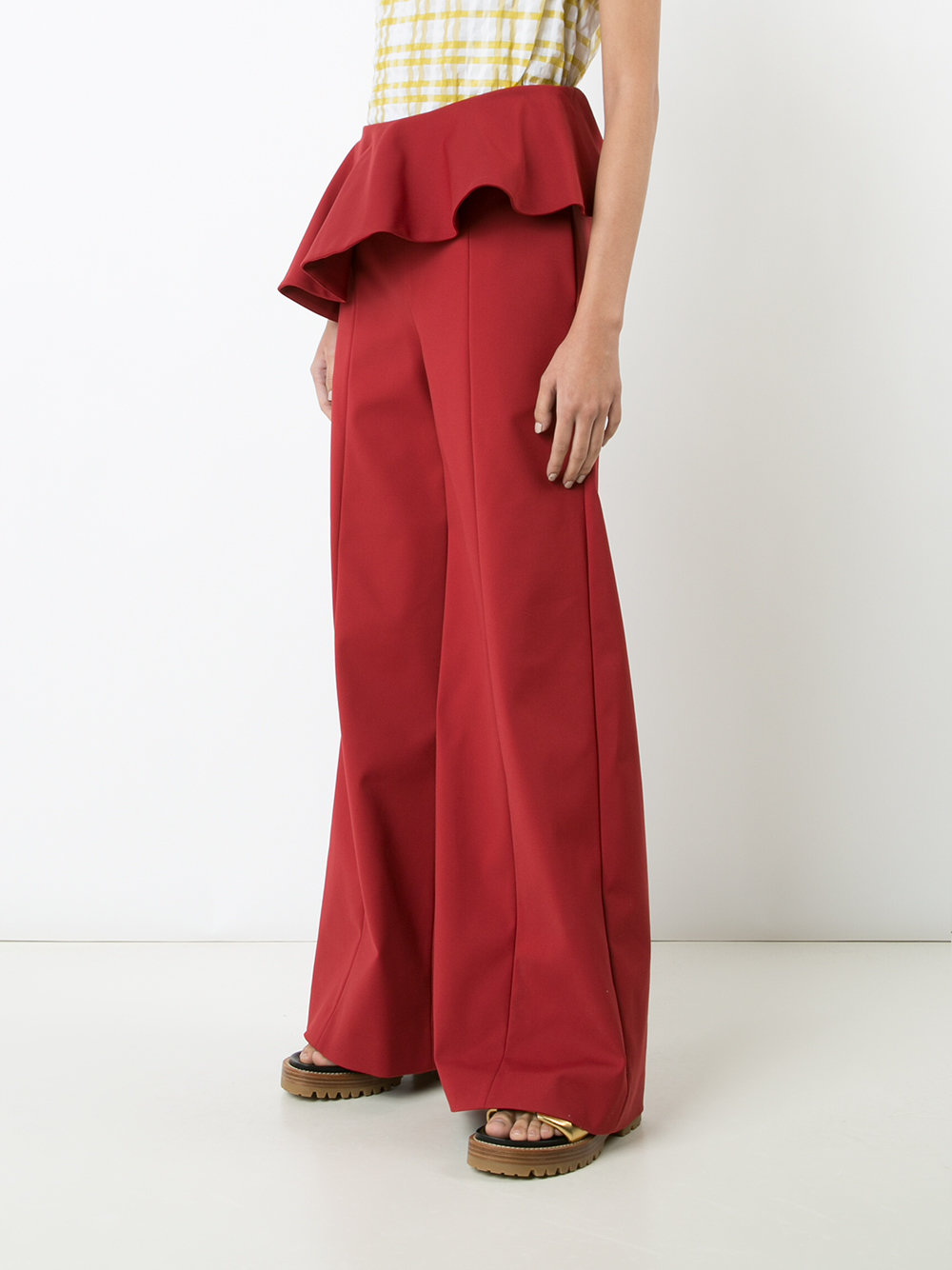 pleated trim palazzo pants