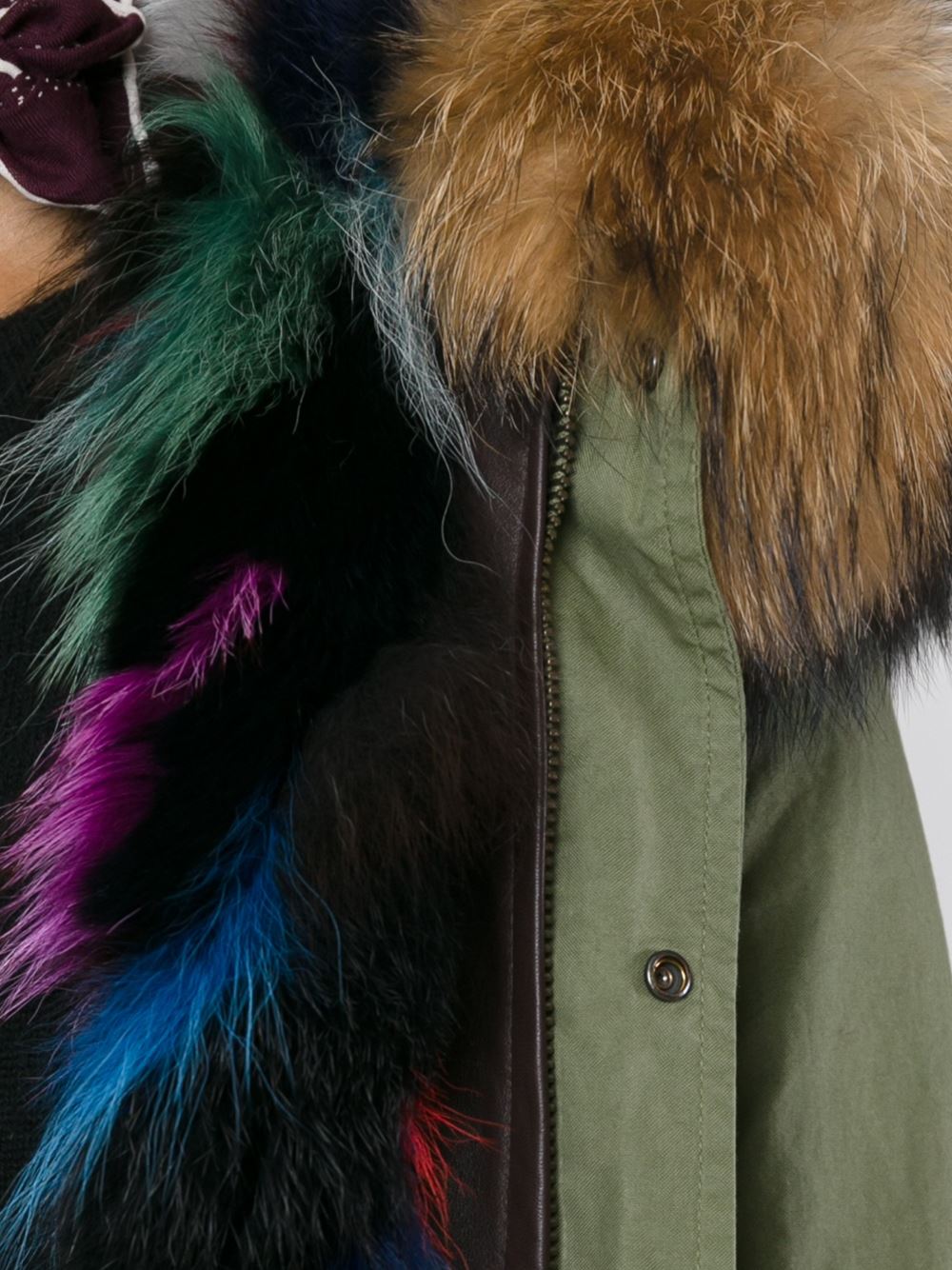 狐狸毛与貉毛连帽派克大衣
