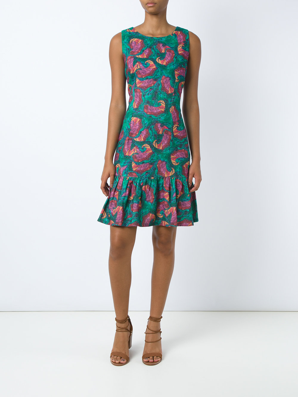 abstract print sleeveless dress