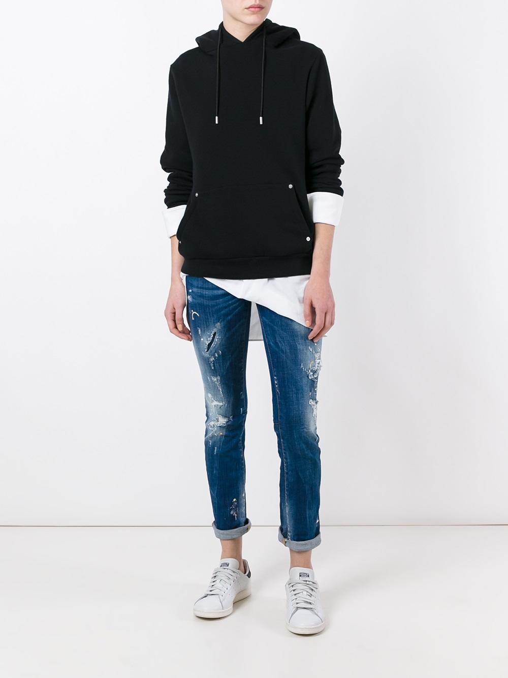 flare distressed stonewash jeans