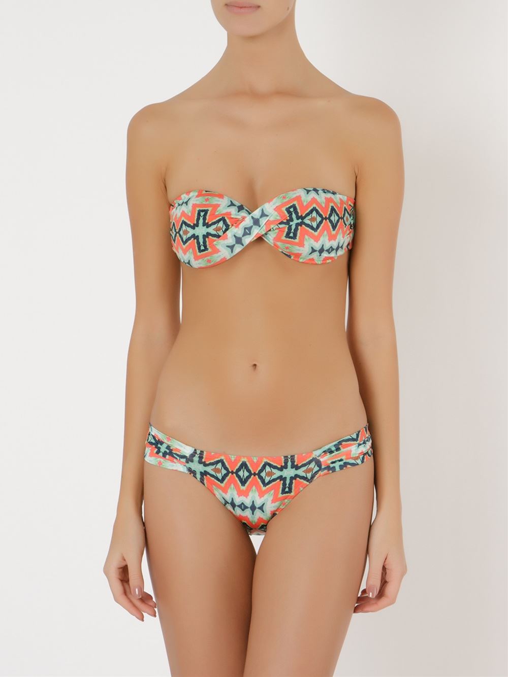 printed bandeau bikini set