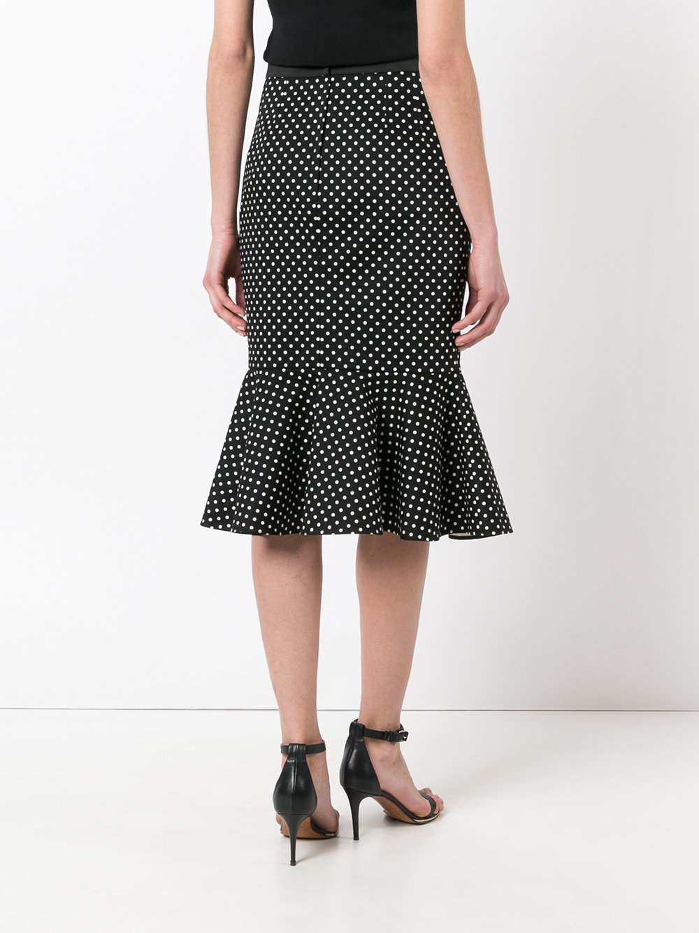 polka-dot frill hem pencil skirt