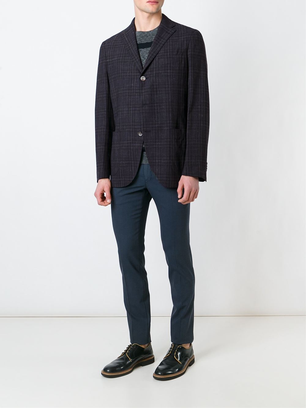 plaid single-breasted blazer
