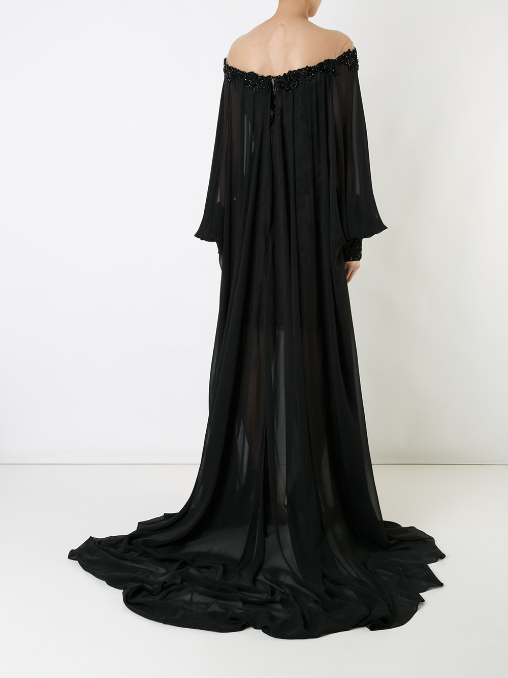 Mousselin long cape dress