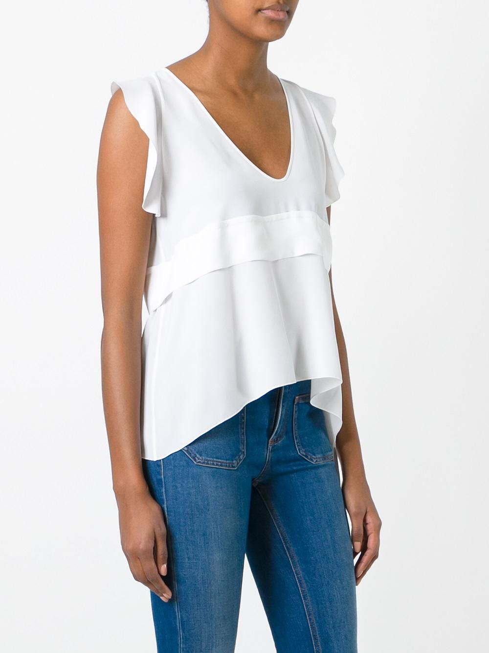 V-neck ruffled blouse