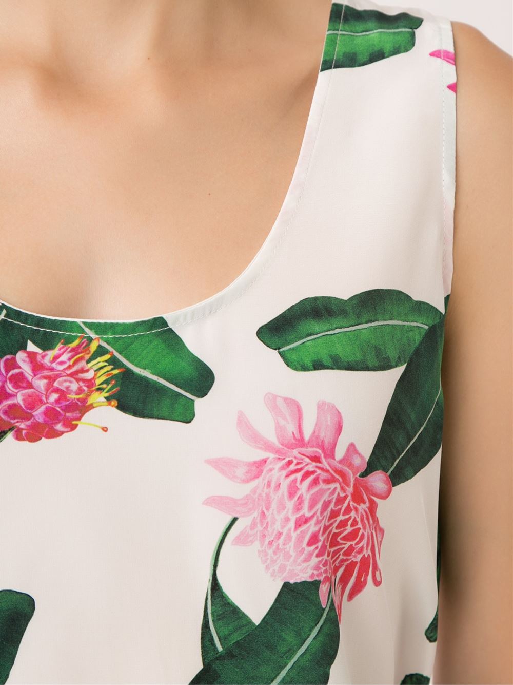sleeveless floral blouse