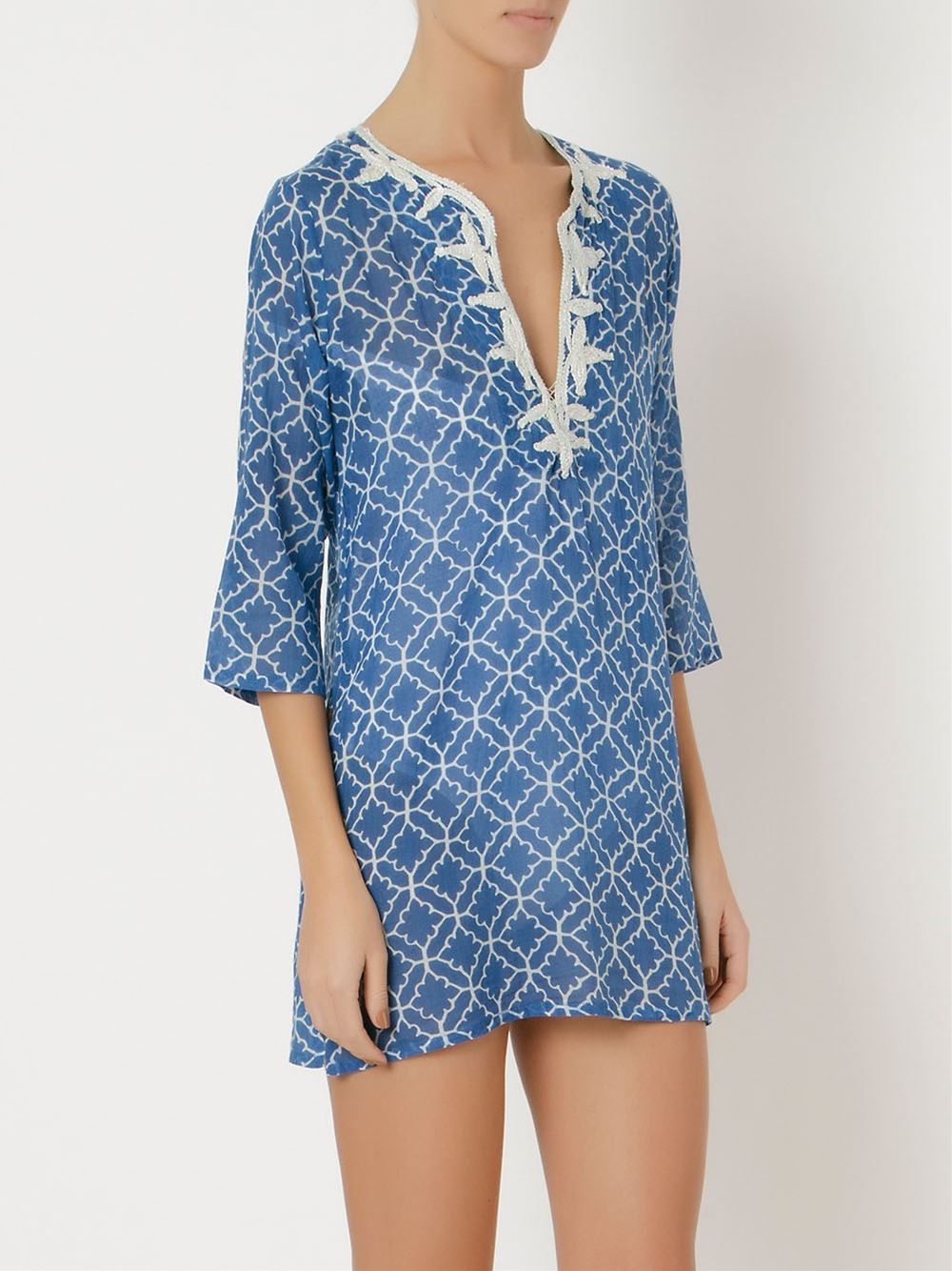 v-neck printed kaftan