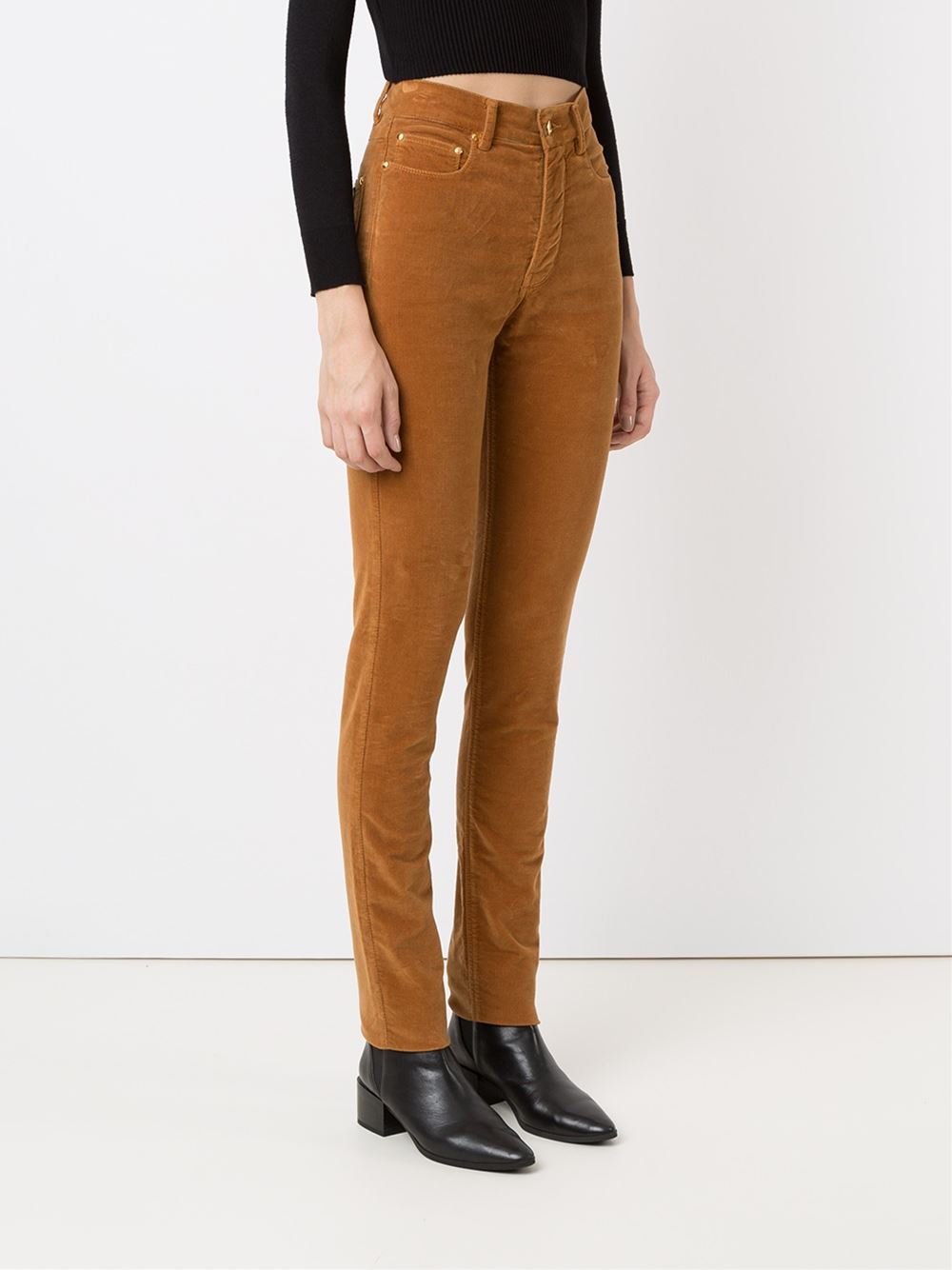 high waited velvet skinny trousers