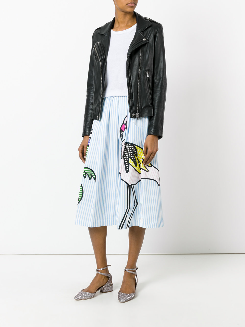 mixed print A-line skirt