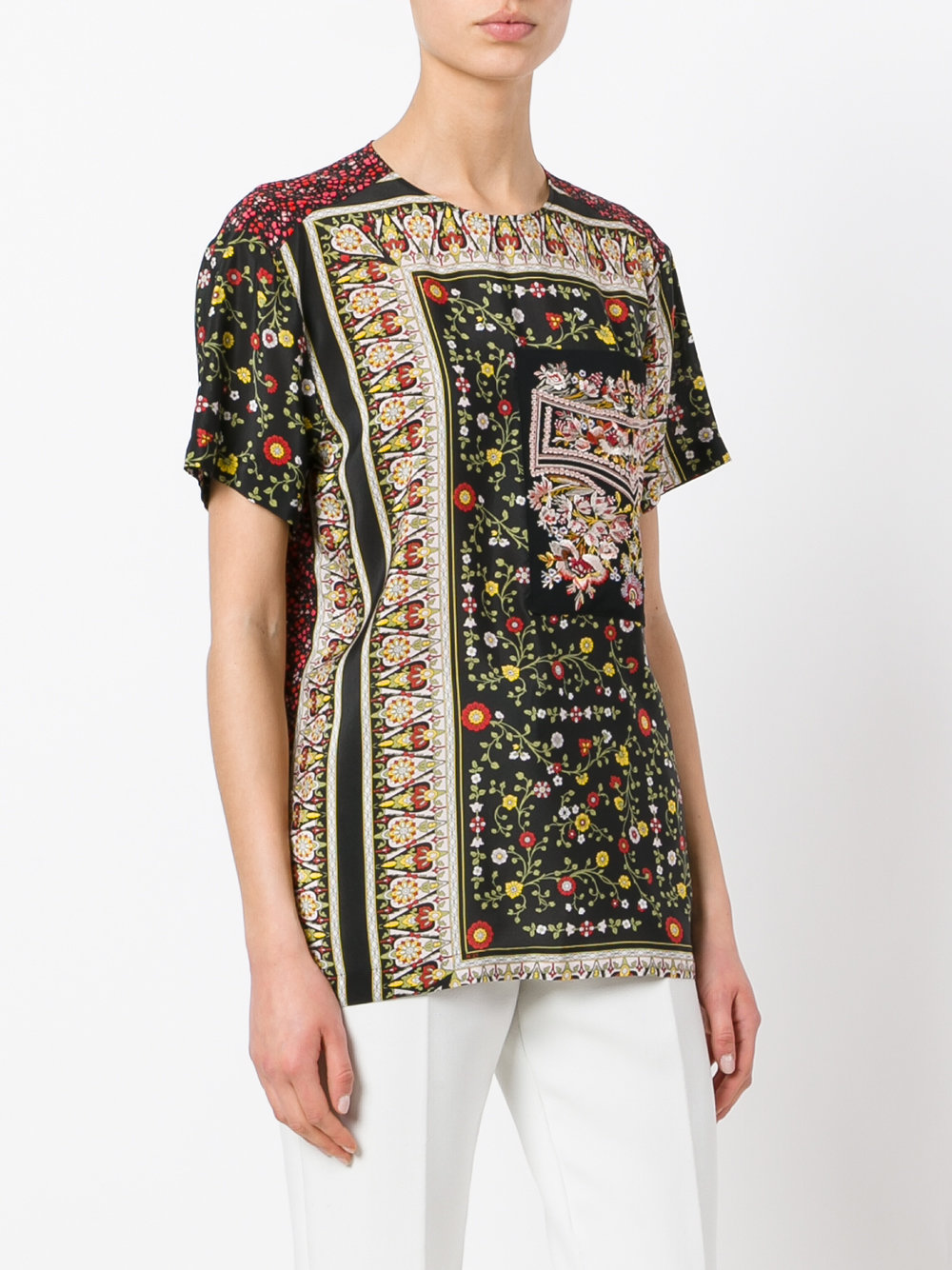 floral embroidered detail T-shirt