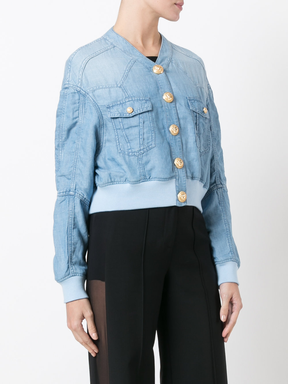 cropped washed denim jacket