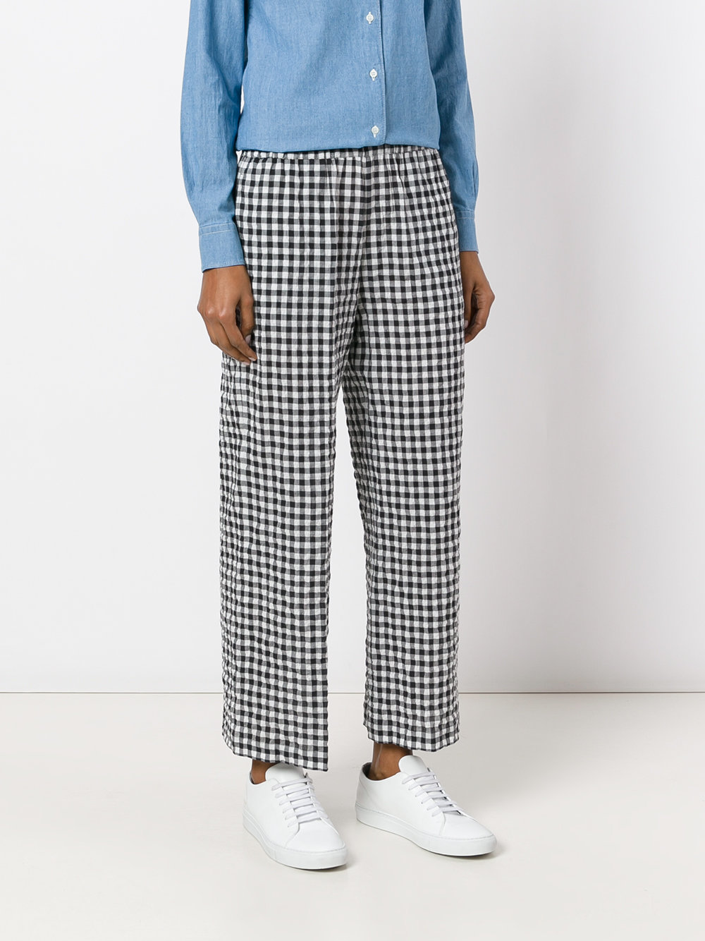 checked cropped trousers