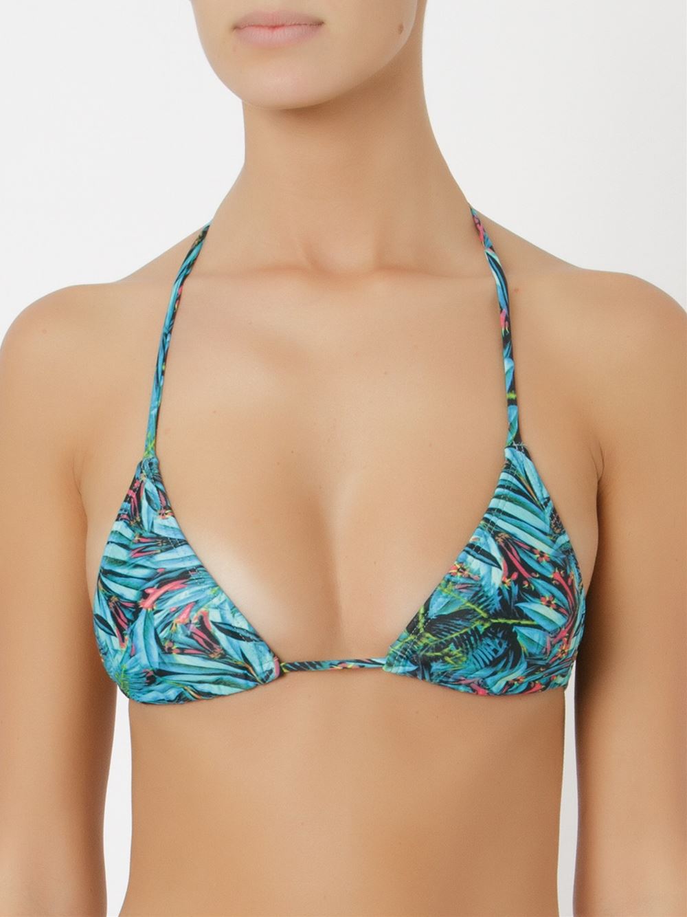 foliage print triangle bikini top