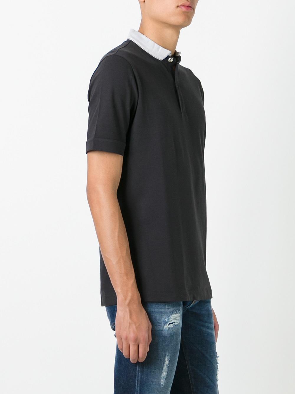 contrast collar polo shirt