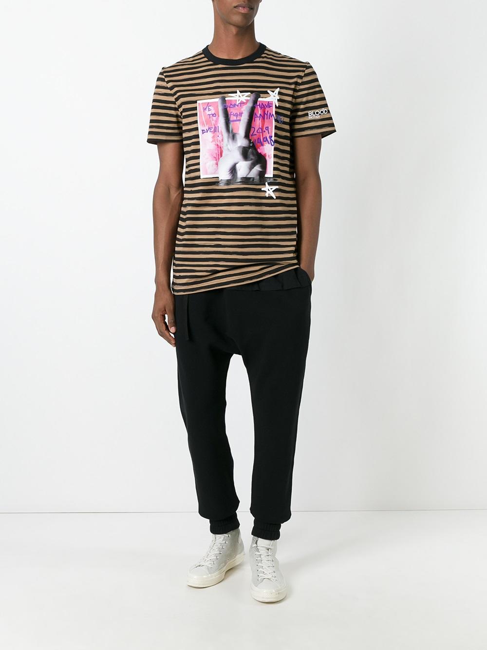 hand print striped T-shirt