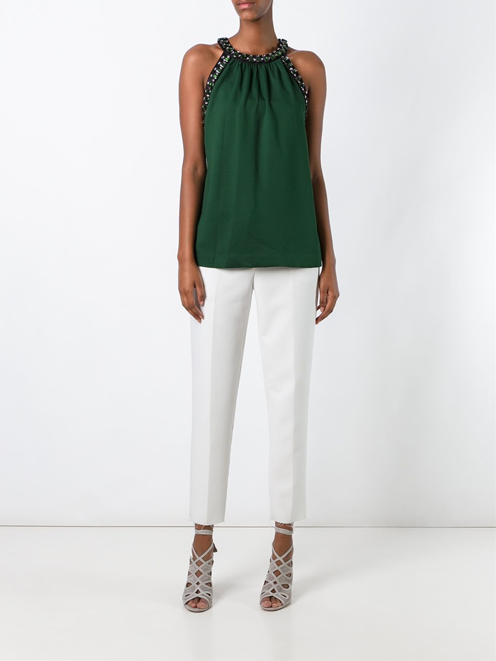 crystal embellished sleeveless blouse