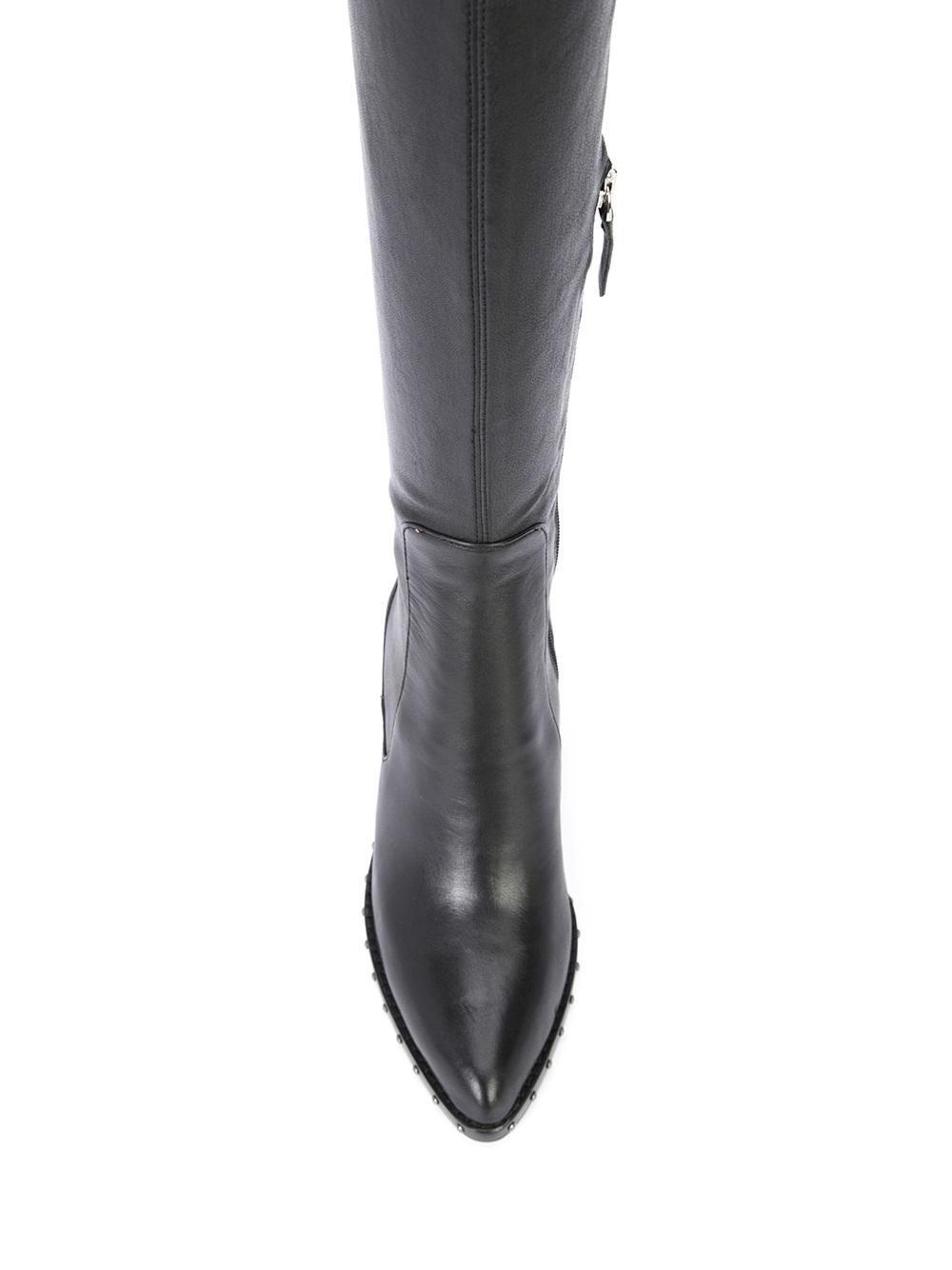 studded sole thigh-length boots