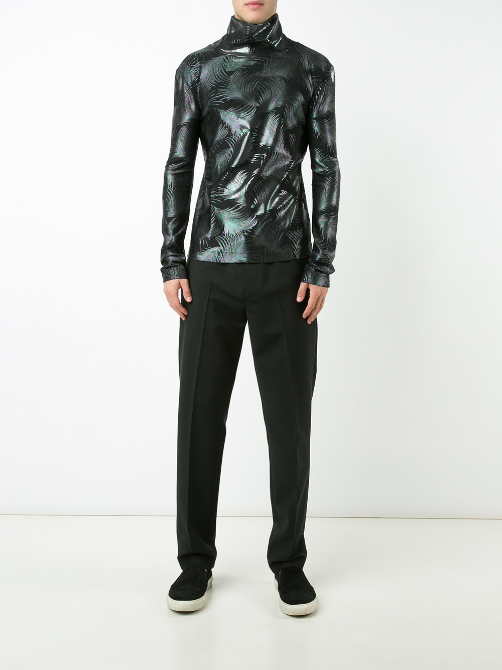 metallic palms turtleneck sweatshirt