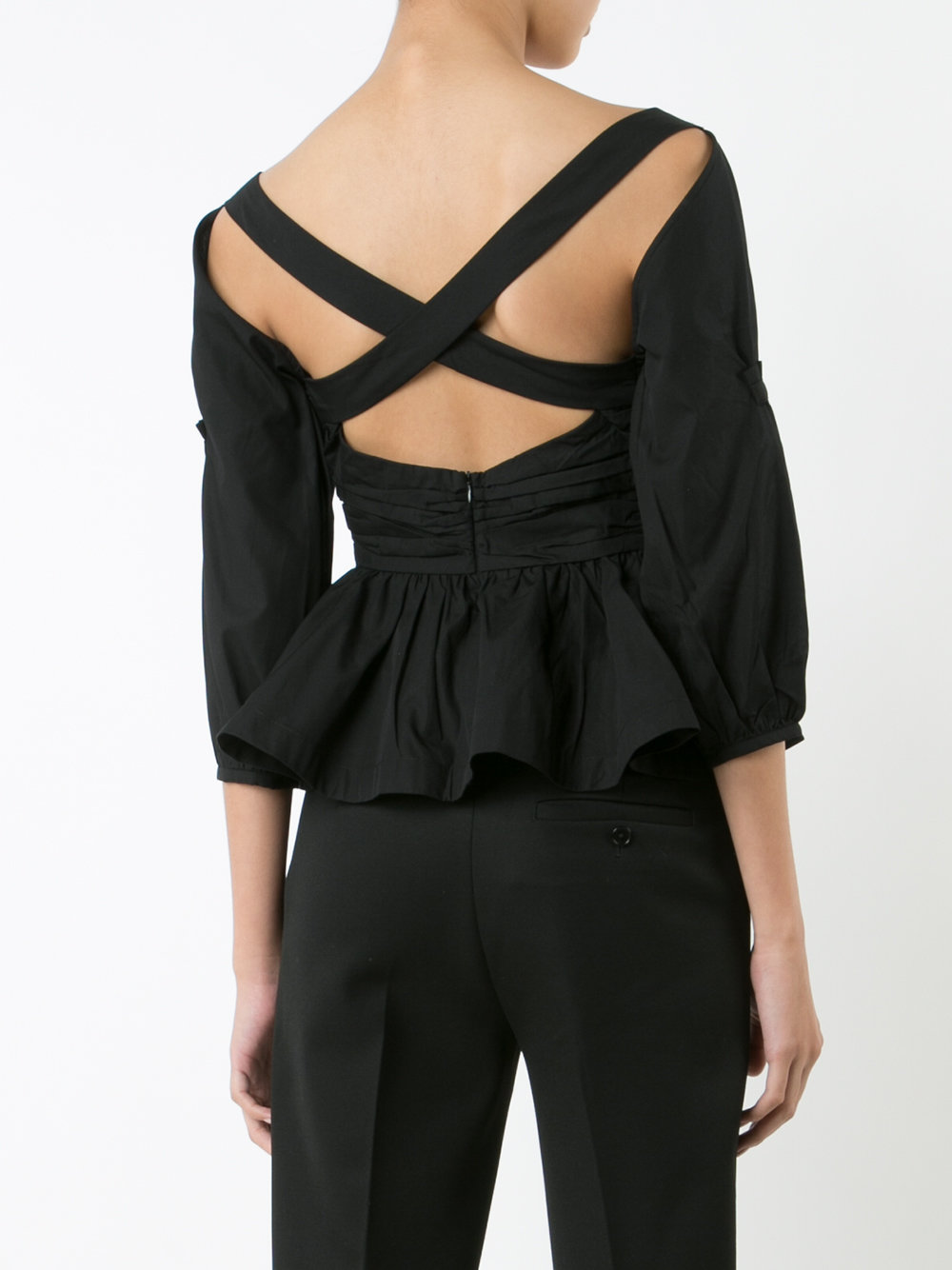 pleated trim blouse