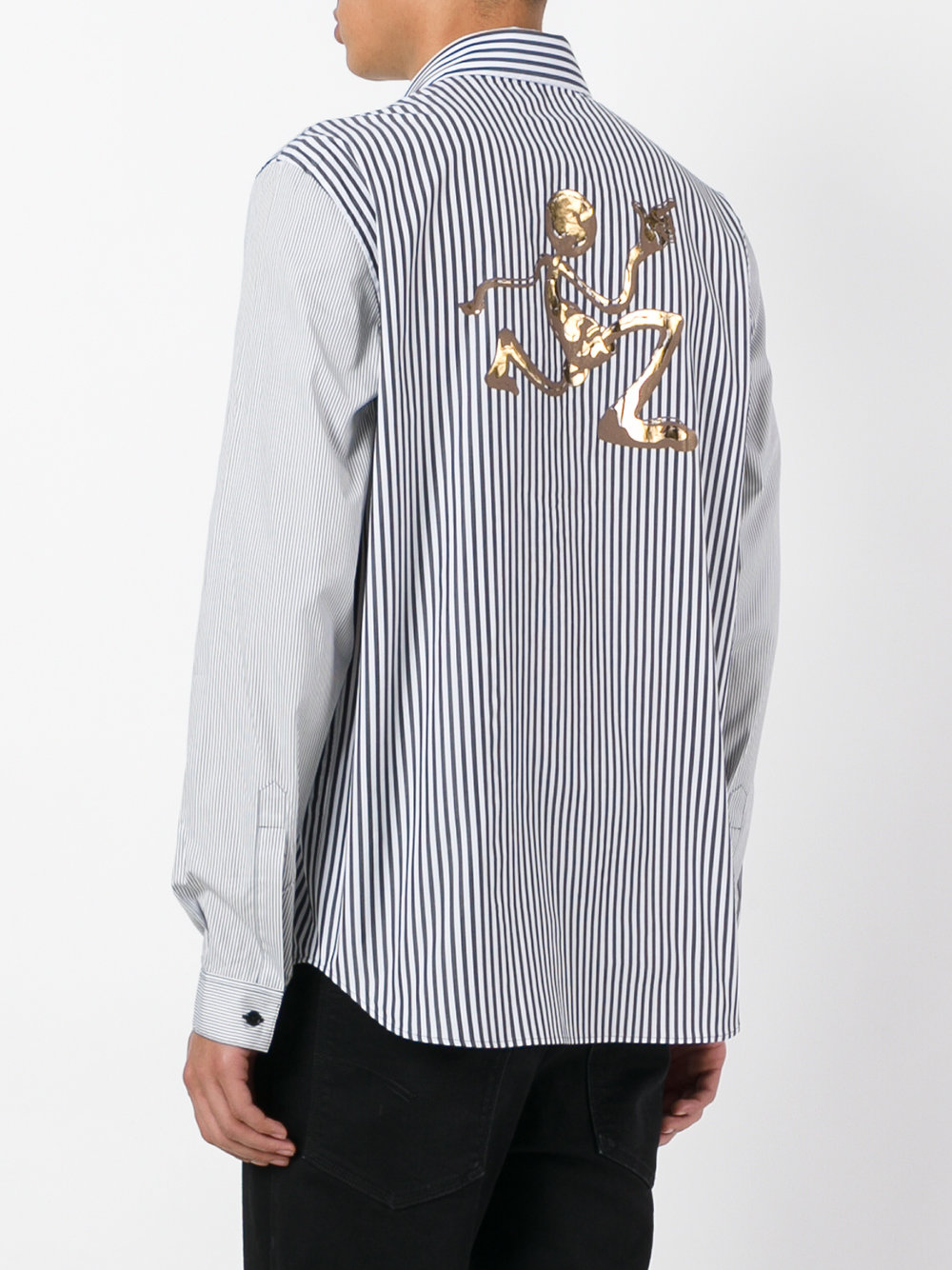 appliquéd striped shirt