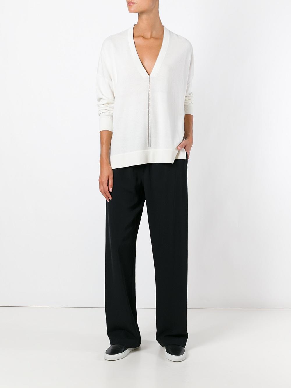 glitter detail V-neck jumper