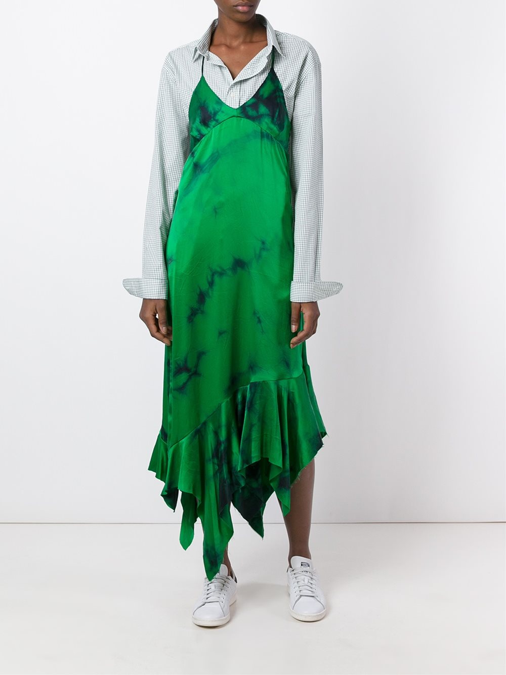 asymmetric ruffle cami dress