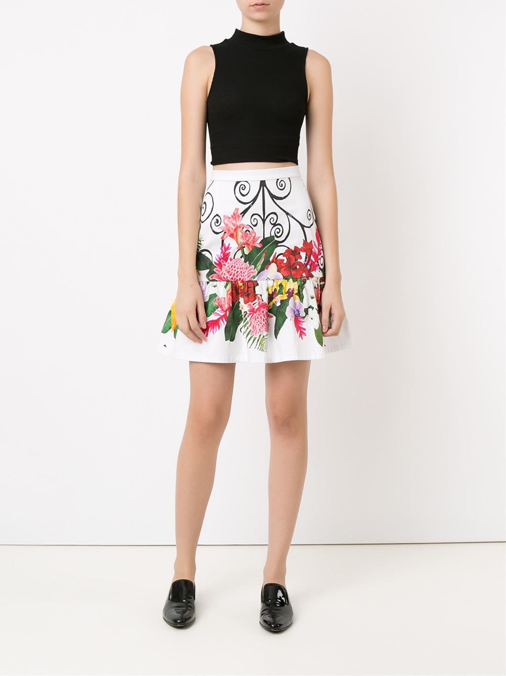 high waisted floral skirt