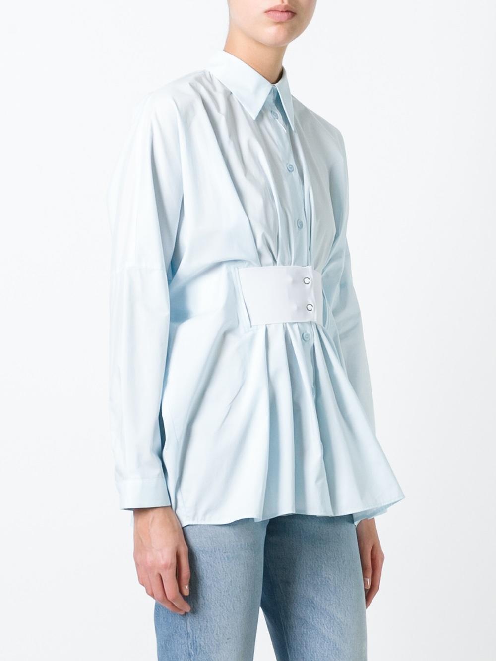 belt pleated shirt