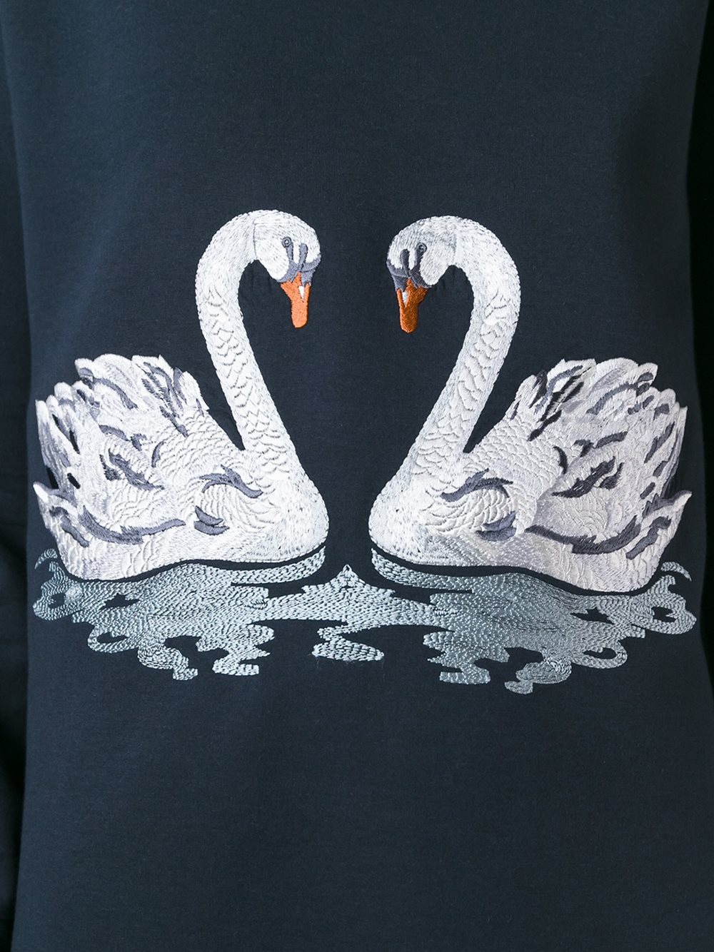 embroidered swan sweater dress