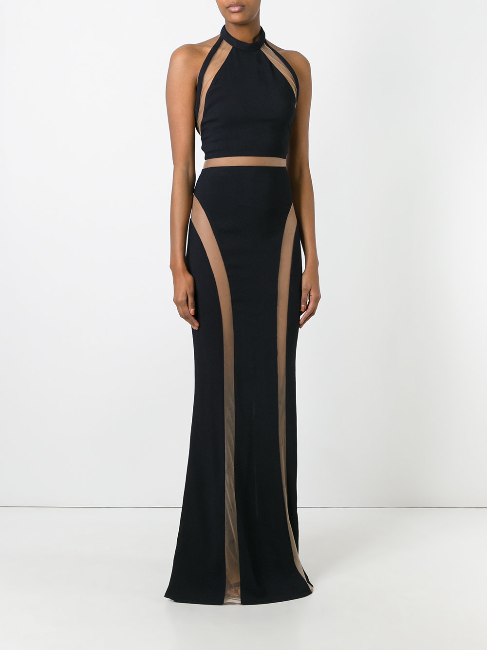 sheer panel evening gown