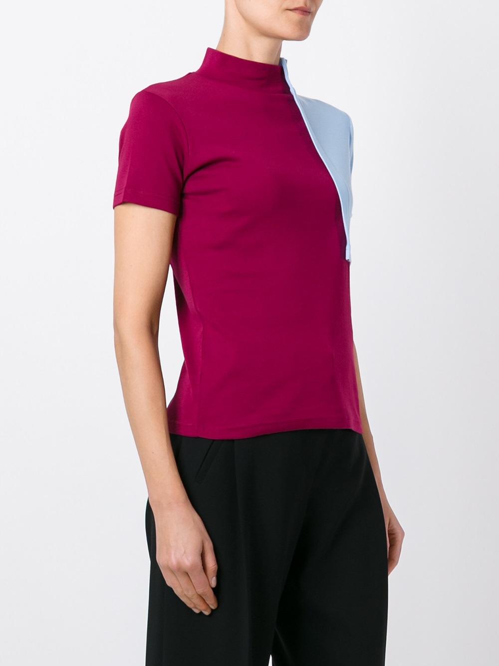 colour block roll neck T-shirt