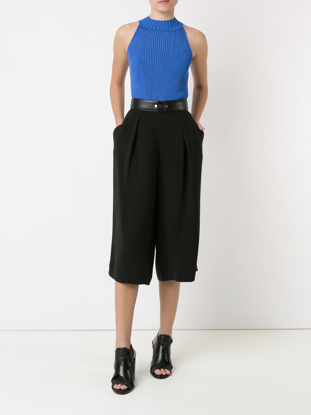 sleeveless ribbed knit blouse