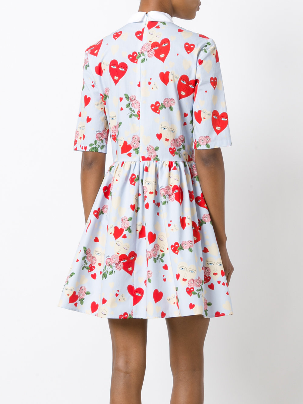 heart collar flared dress