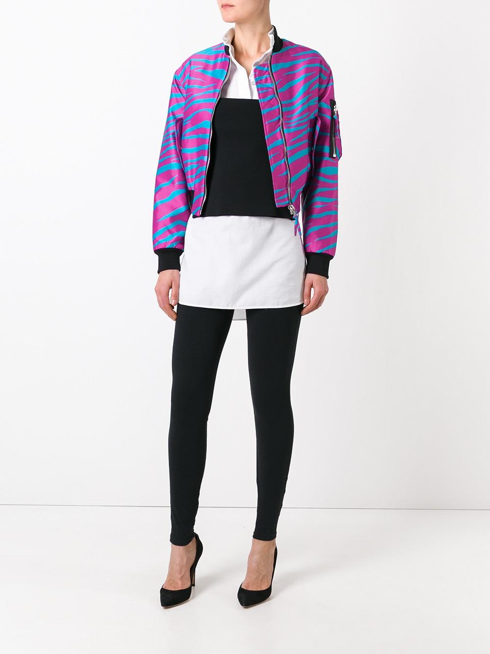 cropped zebra print bomber