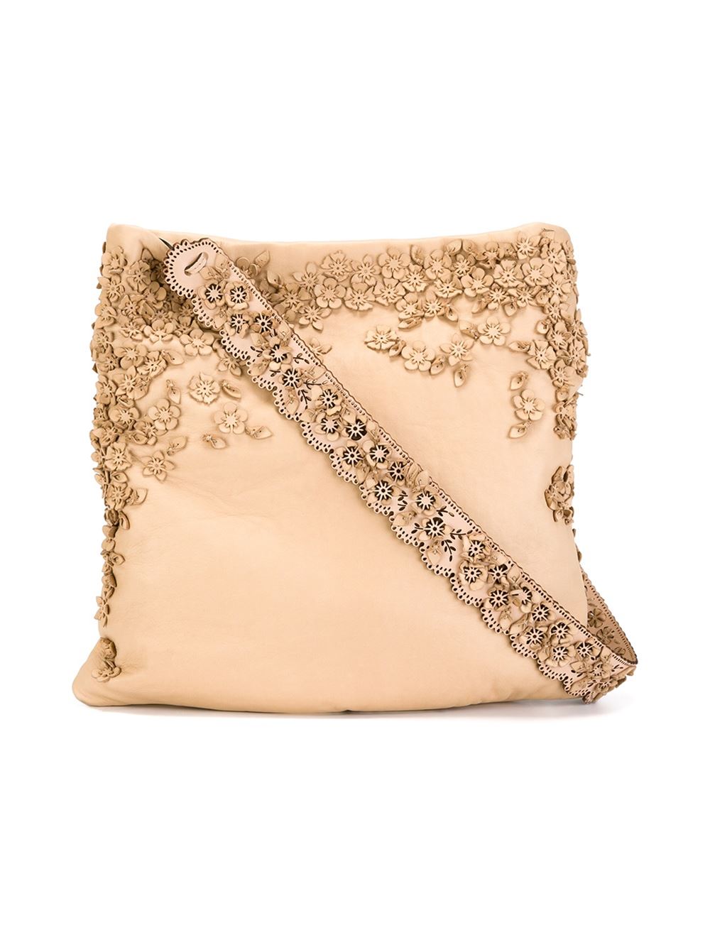 floral applique shoulder bag