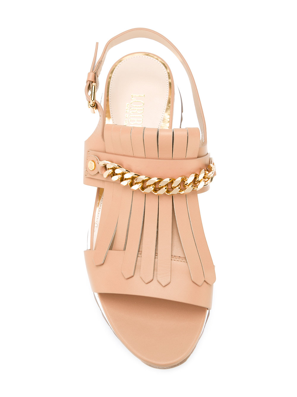 fringed chain strap sandals