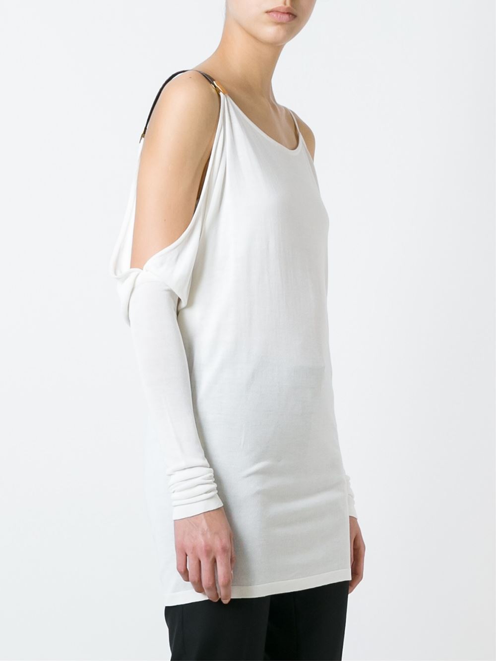 leather strap detail blouse